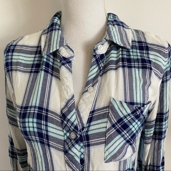 Rails • White Blue Navy Button Down Shirt - Picture 2 of 4